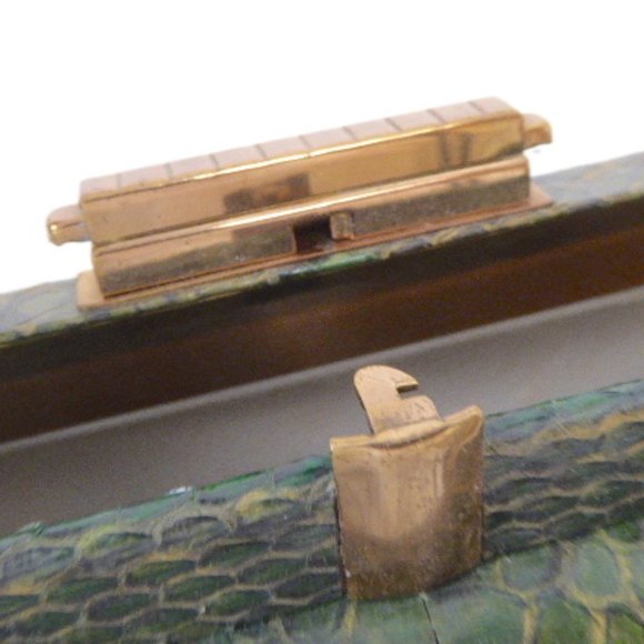 VINTAGE GREEN SNAKESKIN frame HANDBAG PURSE - Picture 5 of 10